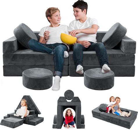 HOMFINE 16pcs Modular Kids Play Couch, Kids Toddler Couch, Child ...