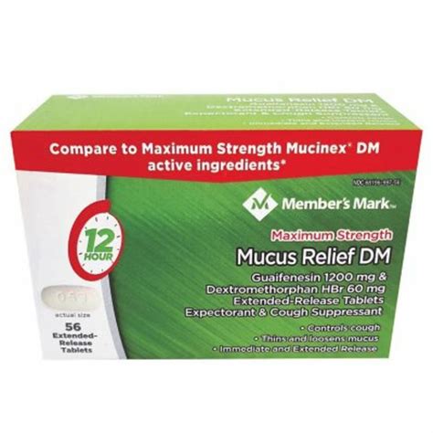 Member’s Mark Maximum Strength Mucus Relief Dm Guaifenesin 1200 Mg ...