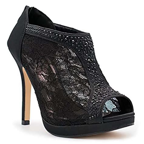 Buy MVE Shoes Women's Lace Bridal High Heel Platform Peep Toe Shootie ...