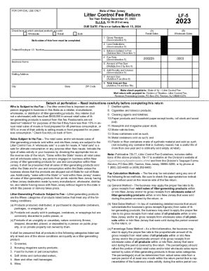 2023 Form LF-5. 2023 Form LF-5 Litter Control Fee Return - Fill and ...