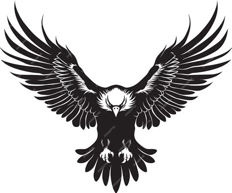 Eagle ink skull wing span vector logo design swooping freedom tattoo ...