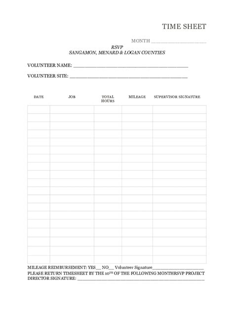 Fillable Online TIME SHEET - Senior Services of Central Illinois Fax ...