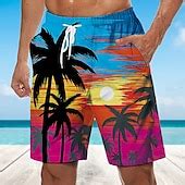 Men's Coconut Tree Sunset Board Shorts Swim Shorts Swim Trunks Mid ...