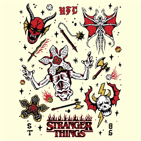 Buy Men's Stranger Things Hellfire Club Icon Collage Graphic Tee Beige ...