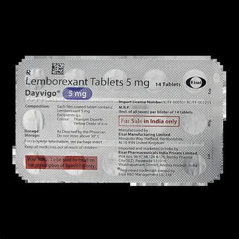 DAYVIGO 5MG TABLET 14'S Price, Uses, Side Effects & Substitutes | Medkart