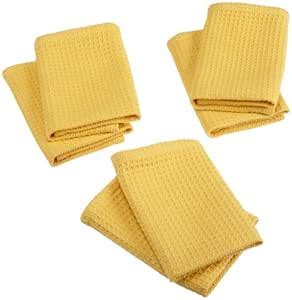 DII Waffle 13-Inch-by-13-Inch Dish Cloth, Set of 6, Snapdragon Yellow ...