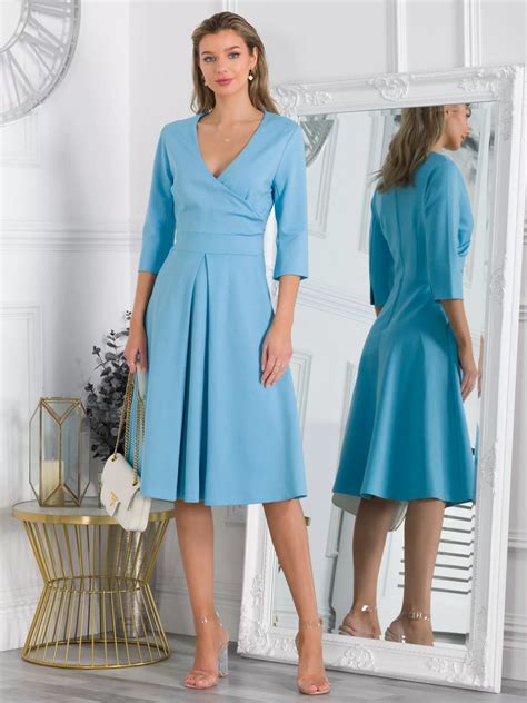 Jolie Moi Paige 3/4 Sleeve Flared Dress at John Lewis & Partners
