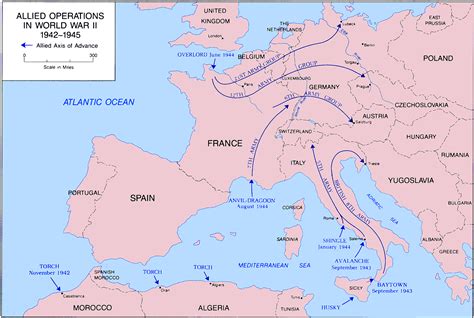 Map of the Allied Operations 1942-1945