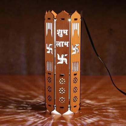 Floweraura Decorative Wall Hanging Wooden Shubh-Labh Tan Diwali Lamp ...