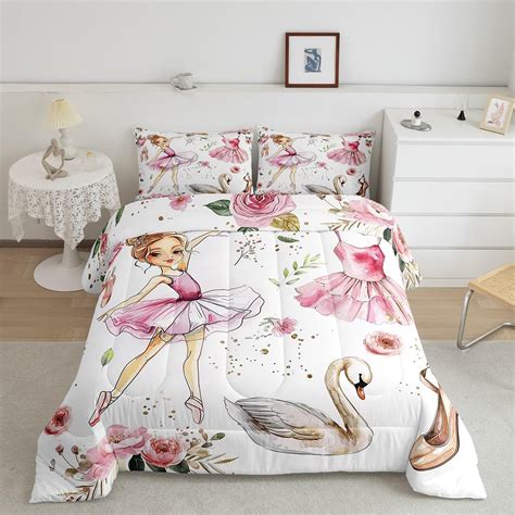 Ballet Dance Girl Twin Size Comforter Set, Dancing Dress Shoes Quilt ...