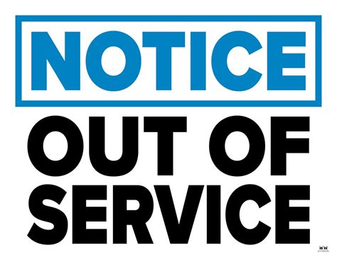 Out Of Service Signs - 25 FREE Printables | Printabulls