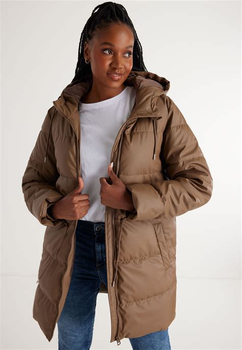 Womens Mocha Brown Puffer Coat | Peacocks