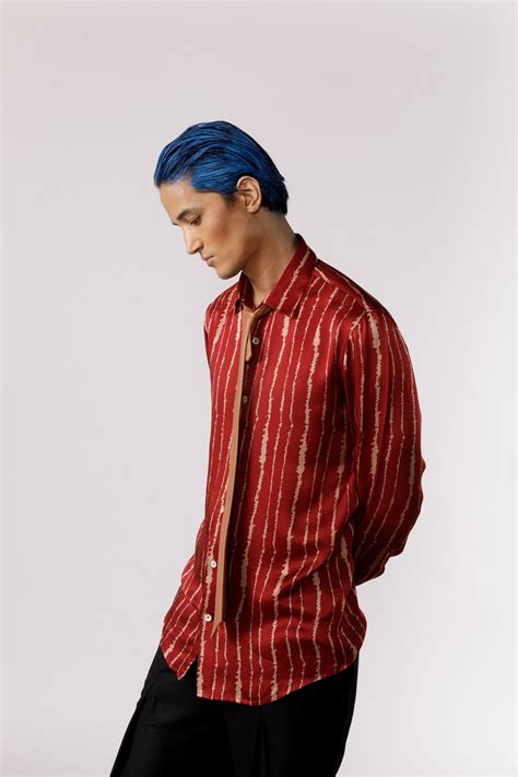 Red cascade silk shirt – lineoutline