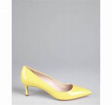 Yellow Kitten Heels Wedding by Lyst Miu Miu Yellow Patent Leather Glittered Sole Kitten Yellow Kitten Heels Wedding