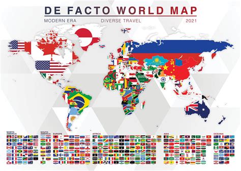 De Facto Flag World Map - Map Print/sticker - Etsy New Zealand