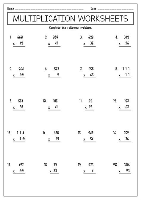 4th Grade Math Worksheets Multiplication - Adriansonfifth