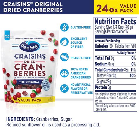 Buy Craisins Ocean Spray Original Dried Cranberries, 24 oz Resealable ...