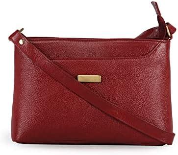 Buy GENWAYNE Women's Genuine Leather Handbag – Cherry Red Tote Purse ...