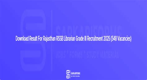 Download Result For Rajasthan RSSB Librarian Grade III Recruitment 2025 ...