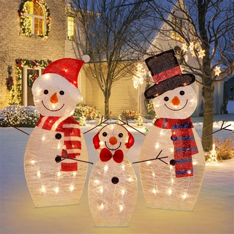 Buy ATDAWN Pre-Lit Light Up Snowman Family, 60 Lights Christmas ...