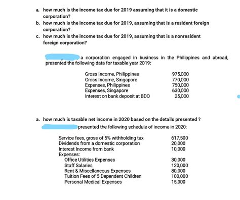 [Solved] Please note that this is based on Philippine Tax System Please ...