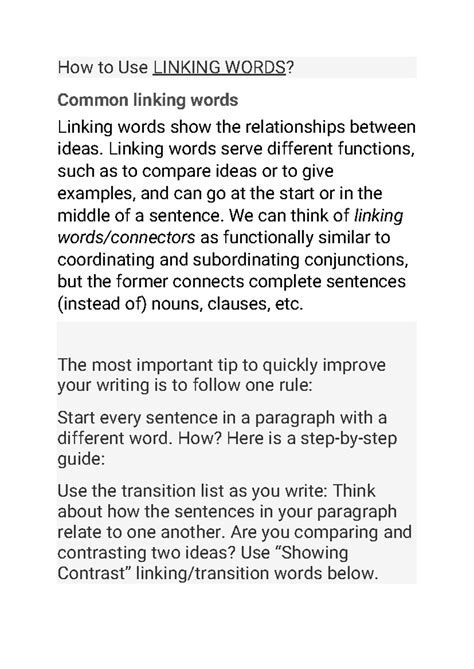 Image result for Writing Task Use of Linking Wors