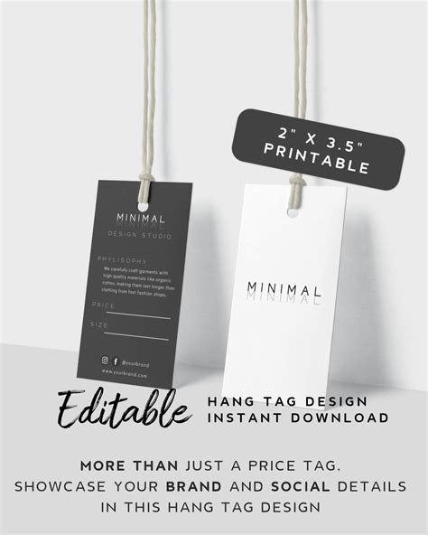 Printable Hang Tag Template Minimalist Tag Design DIY | Etsy
