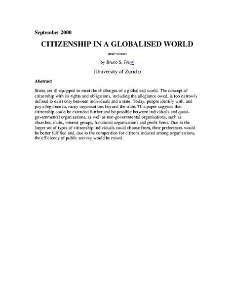 Rethinking Citizenship in a Globalised World: A COM Approach - Studocu
