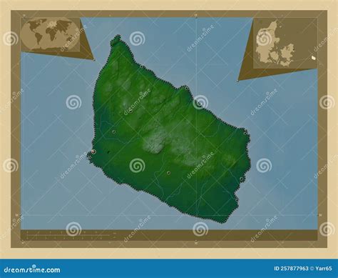 Bornholm, Denmark. Physical. Major Cities Stock Illustration - Illustration of bramming ...