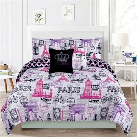 Buy HowPlumb Bedding Queen 5 Piece Girls Comforter Bed Set, Paris ...