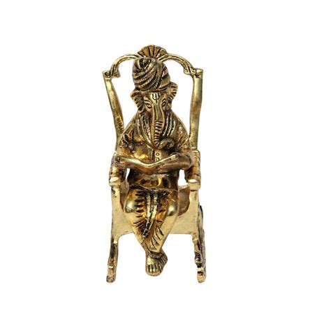Handicrafts Paradise Metal Ganesha Seated On Chair in Reading Pose 5.5 ...
