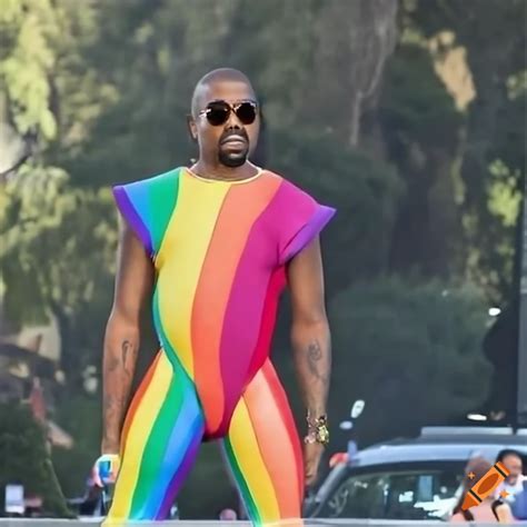 Kanye west posing at a pride parade on Craiyon