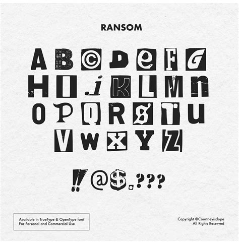 Ransom Note Vector Font - OTF, PNG & SVG Files | Bypeople