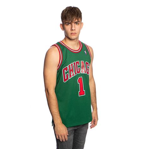 Mitchell & Ness Chicago Bulls #1 Derrick Rose green Swingman Jersey ...