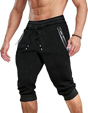 Buy MAGCOMSEN Men's 3/4 Jogger Sweatpants with Zipper Pockets Knee ...