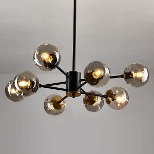 HomesElite 8 Light Chandelier Pendant Lighting Black with Glass Globes ...