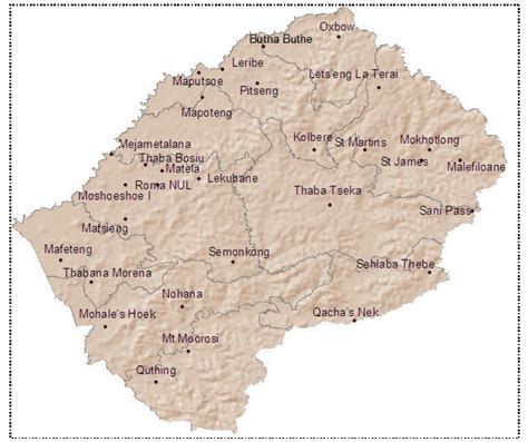 1 map showing location of lesotho network of climate