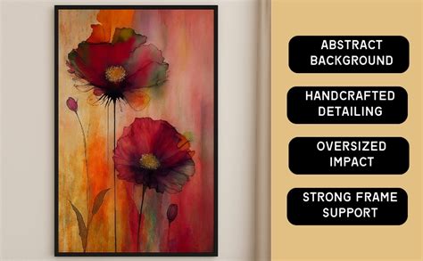 999STORE Dark Pink Flower Modern Art Long Big Canvas Wall Painting ...