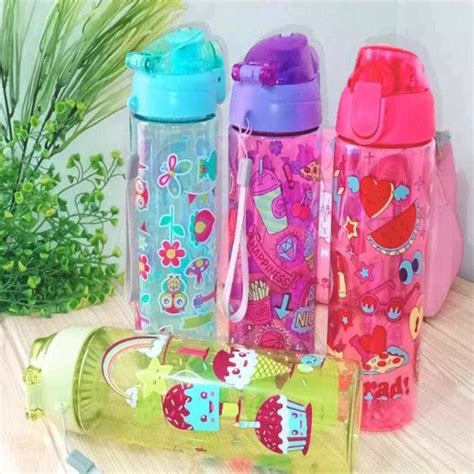 Cartoonistic School Children Drinking Bottles
