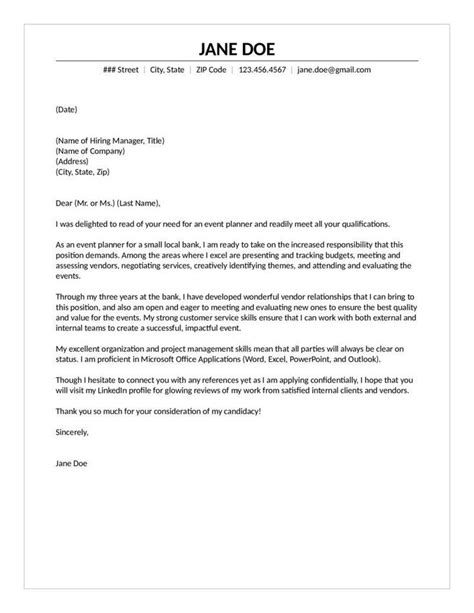 event planner cover letter