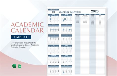 Academic Calendar Monthly Printable