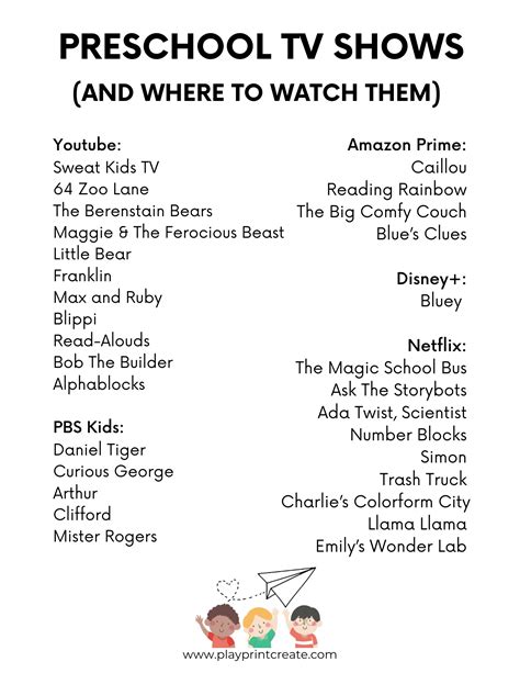 Preschool TV Shows - A Free Printable Download | PlayPrintCreate ...