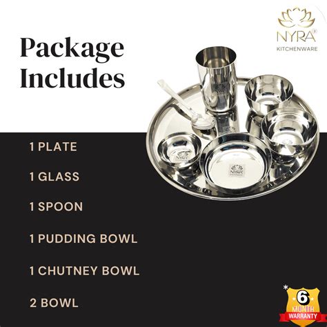 Nyra® Stainless Steel Premium Thali/Dinner Set of 7-Pieces – Nyra ...