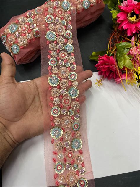 Stunning Thread Work Border with Pastel Bead Work – Designer Lace on ...