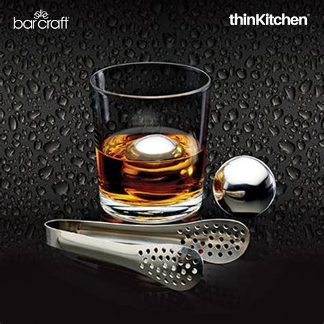 Buy Barcraft 3 Pc Stainless Steel Ice Balls Tongs And Storage Bag Set ...