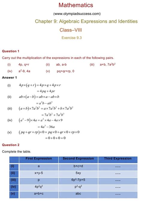Image result for Class 9 Algebra Chapter Exercises