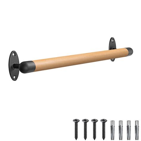 SELEWARE 26 Inch Wood Handrail Indoor Stairs Handrail Wall Mount ...