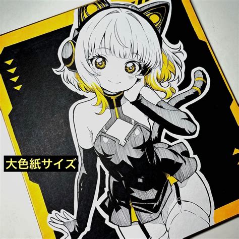 m*o様 オリジナル手描きイラスト アナログ 大色紙 - メルカリ