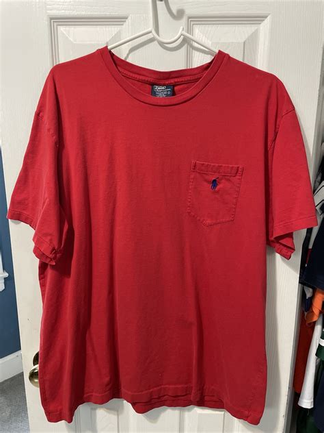 Polo Ralph Lauren Men’s Red Pocket Tee Shirt Size Lar… - Gem