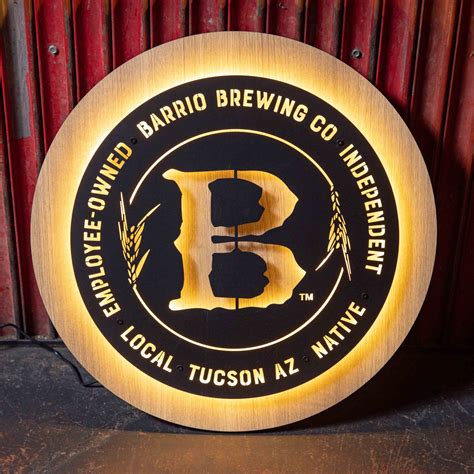 Barrio Sign - Wooden Backlit Metal Sign - Barrio Brewing Co.